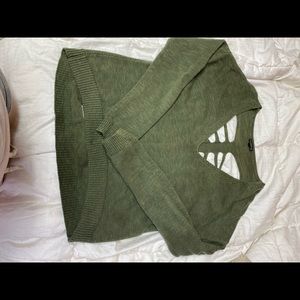 Green express cut out back sweater